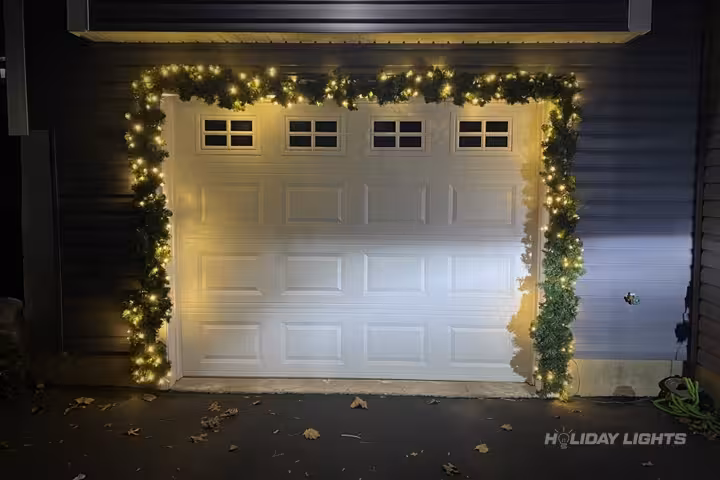 Garage Door Garlands Decoration - Residential Christmas lights installation in New Jersey