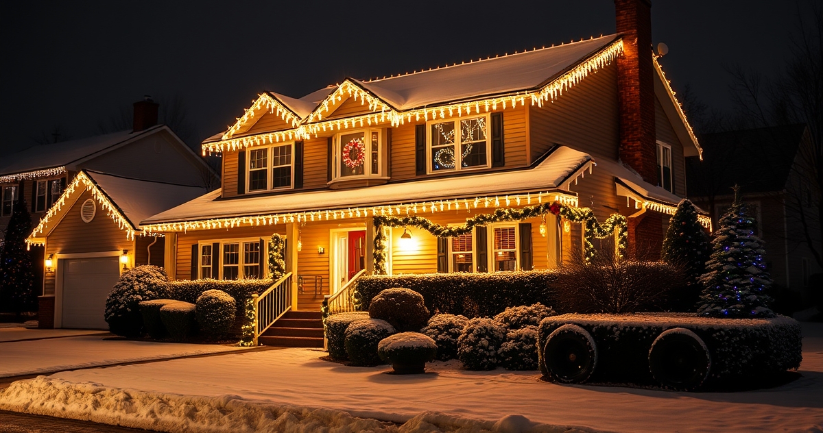 Professional residential holiday lighting installation in New Jersey