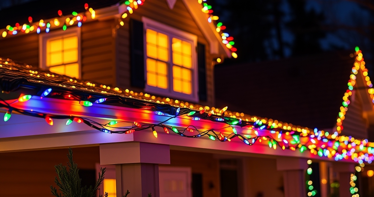 Christmas Lights Ridgewood NJ: Colonial Roofline and Garland Pairings